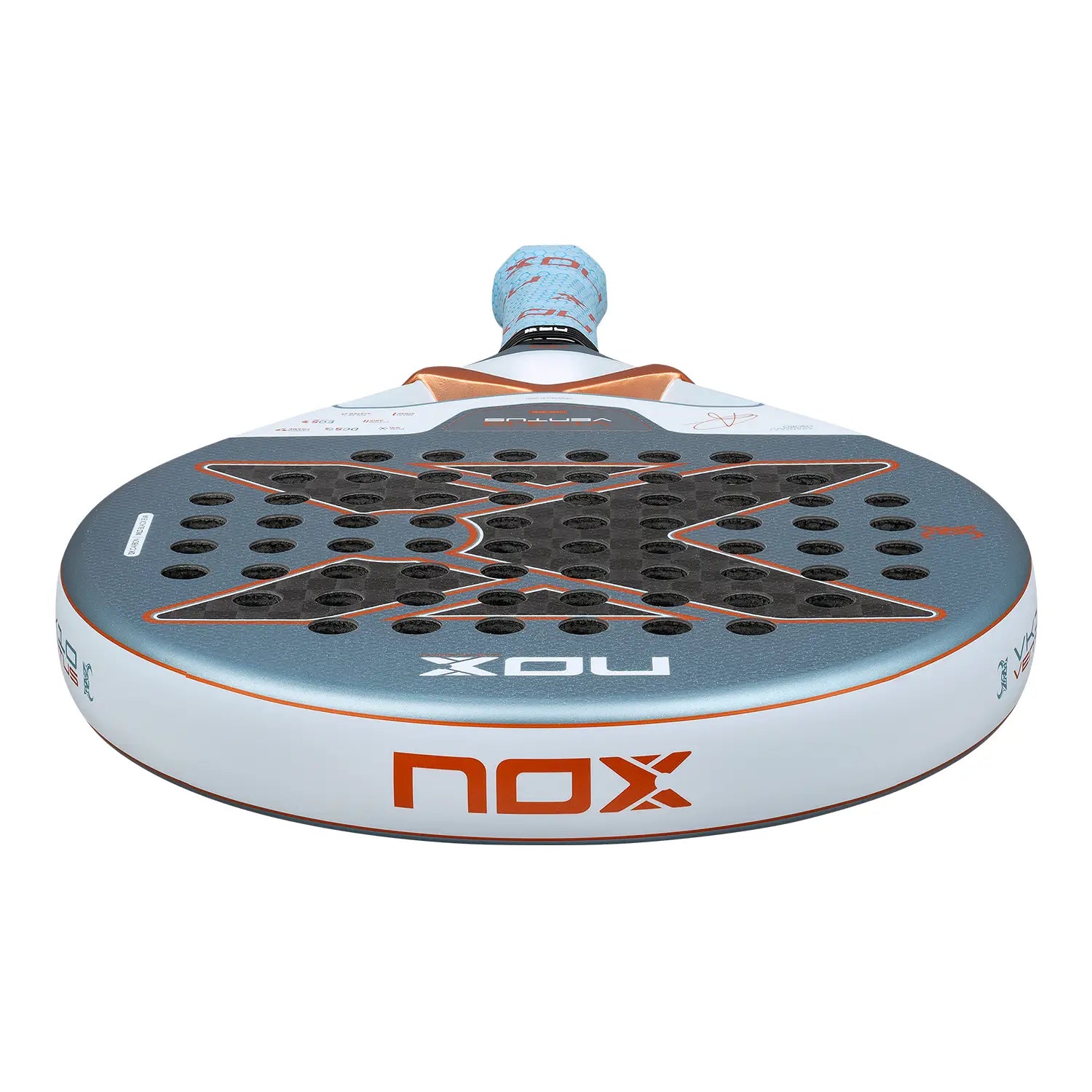 Pala NOX VK10 Ventus 12K by Aranzazu Osoro, detalle del logo NOX