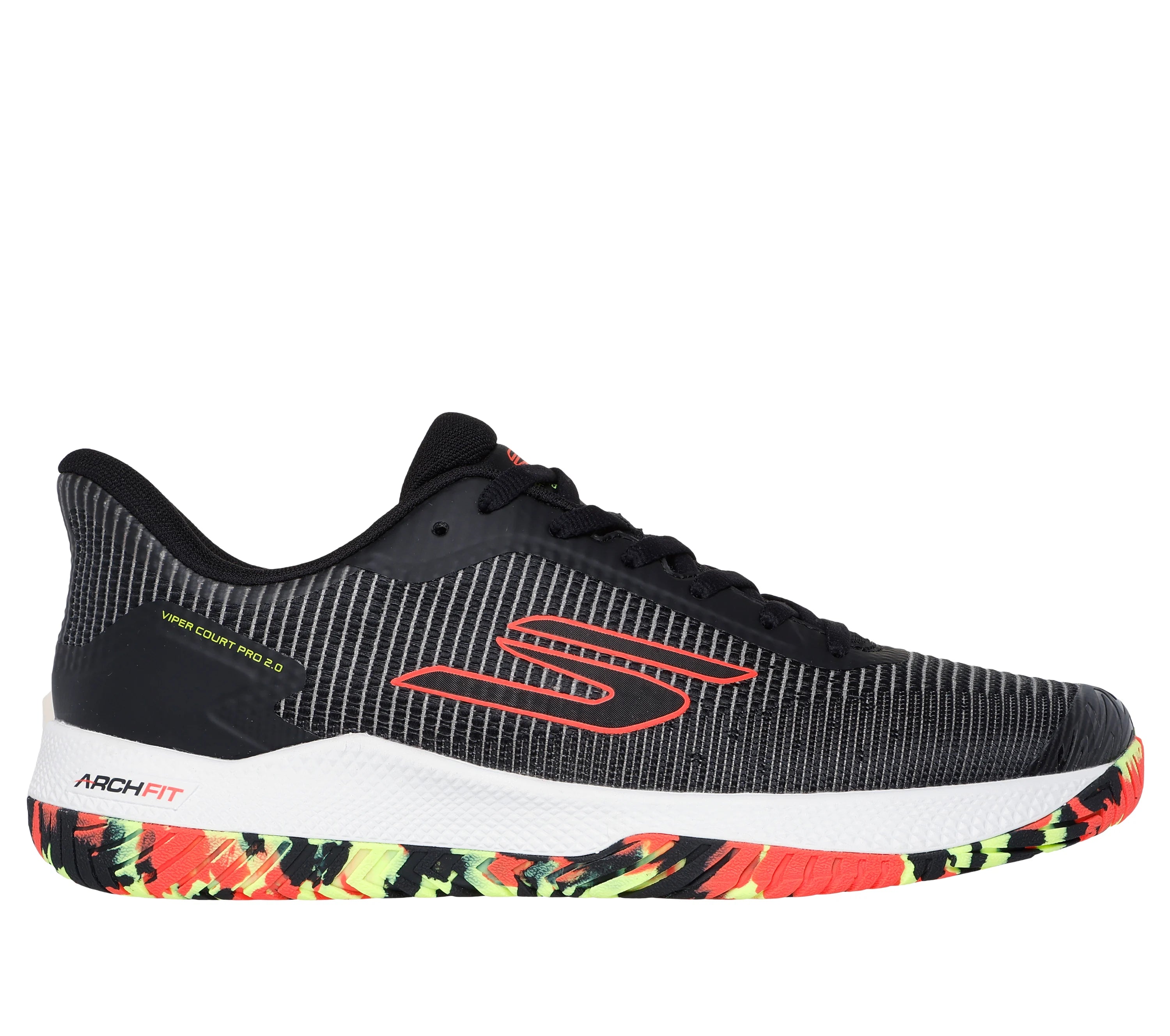 Zapatillas Skechers Viper Court Pro 2.0 negro, rojo y blanco, vista frontal