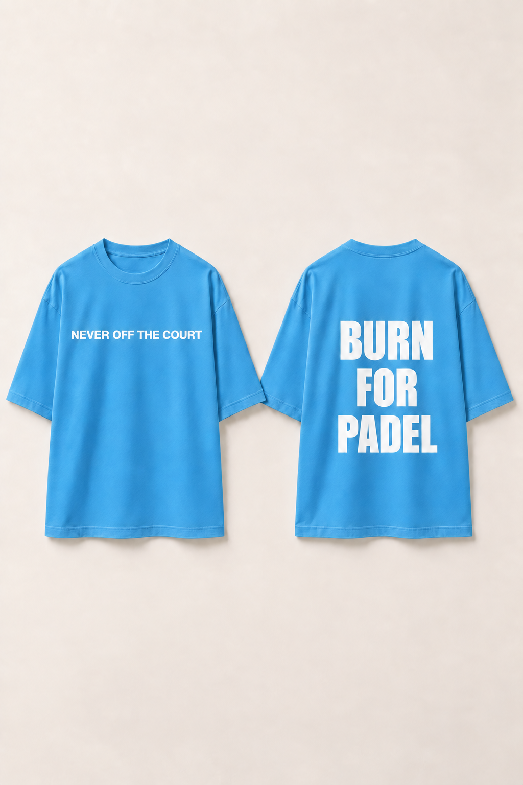 Camiseta Born For Padel azul — vista frontal y trasera
