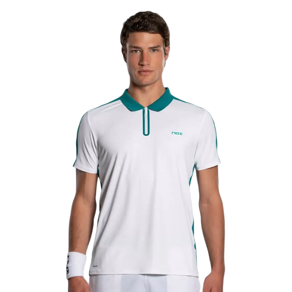 NOX - Polo Hombre Pro White/Ivy Green