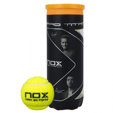Bote NOX PRO TITANIUM con 3 pelotas de pádel