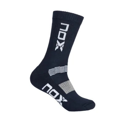 Calcetines técnicos NOX de media caña azul marino con logo blanco